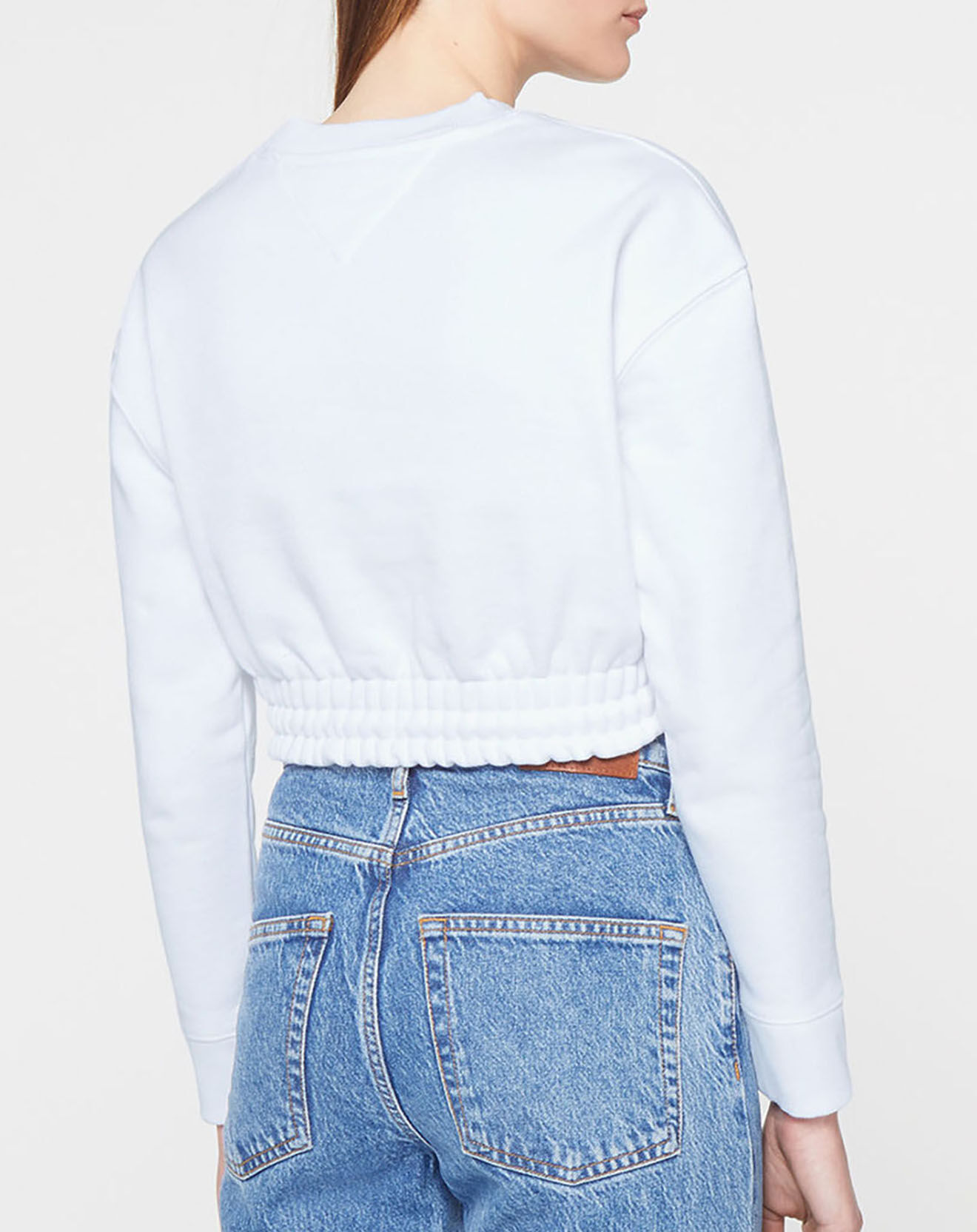Tommy Jeans Sweat super cropped badge crew blanc