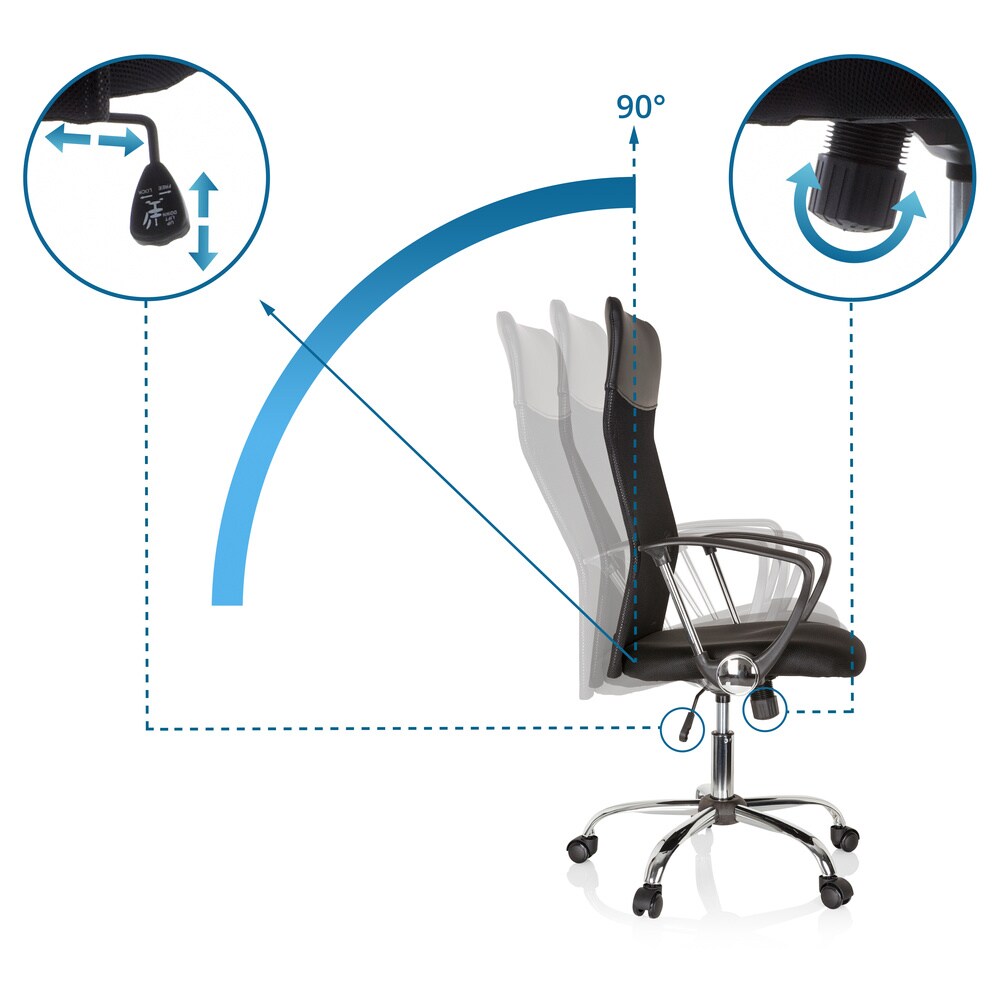 Home Office Chefsessel ARIA HIGH Stoff mit Armlehnen hjh OFFICE