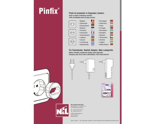 Adapterring van Schuko-stekker naar Euro-vlakke stekker, Pinfix wit, 2 stuks