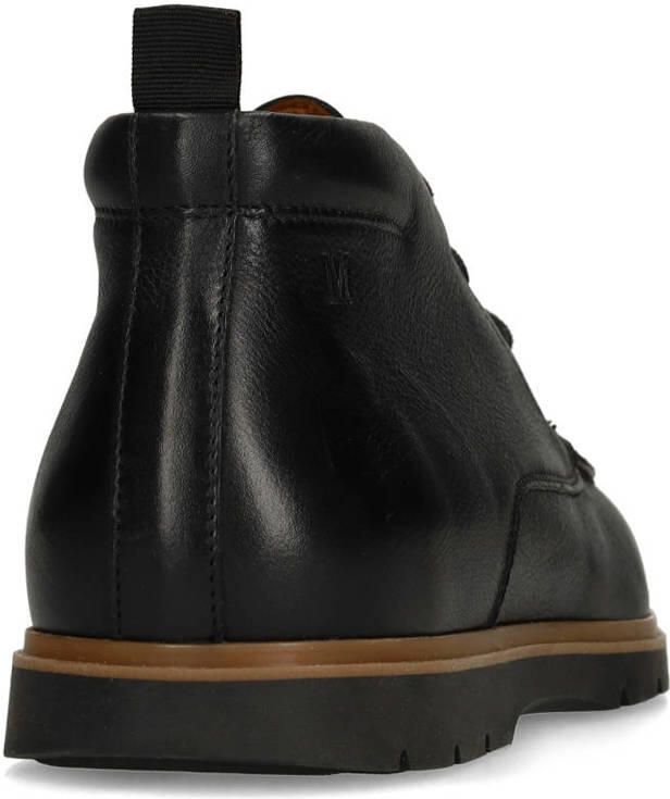 Manfield Heren Zwarte leren veterschoenen