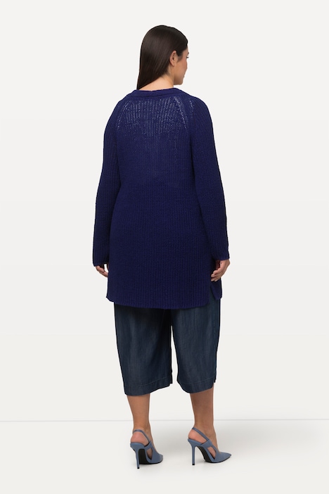 Strickjacke, Bändchengarn, V-Ausschnitt, Schmuckknopf