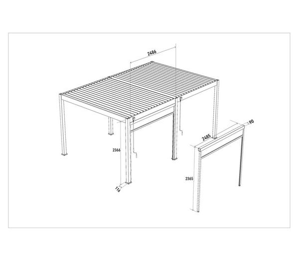 Weide Sonnenrollo für Deluxe Pergola, ca.