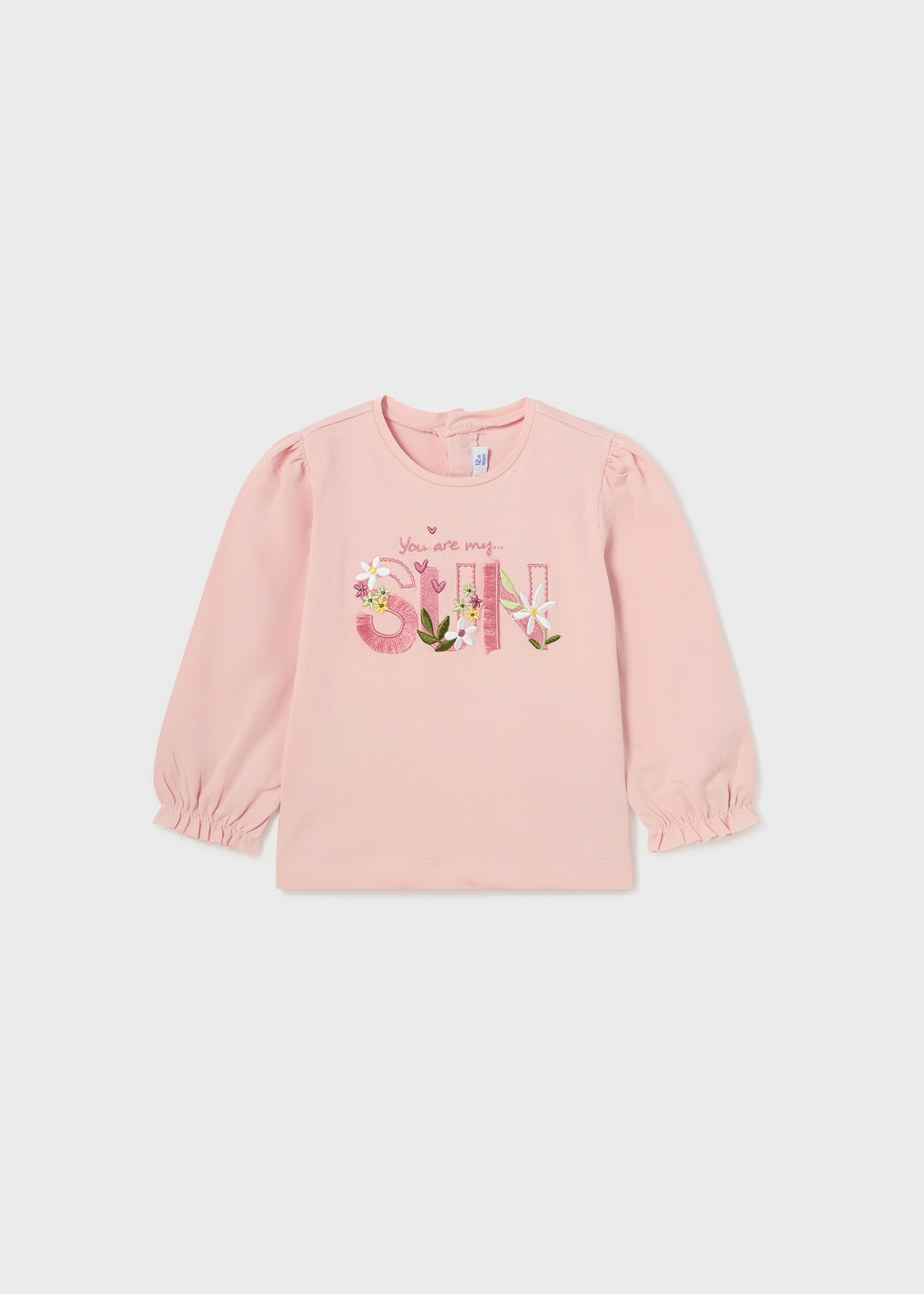 Camiseta de manga comprida feita de algodão sustentável para bebês