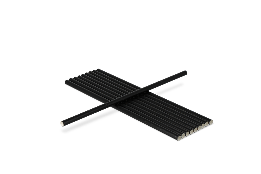 Papieren rietjes zwart 200x6mm BIO