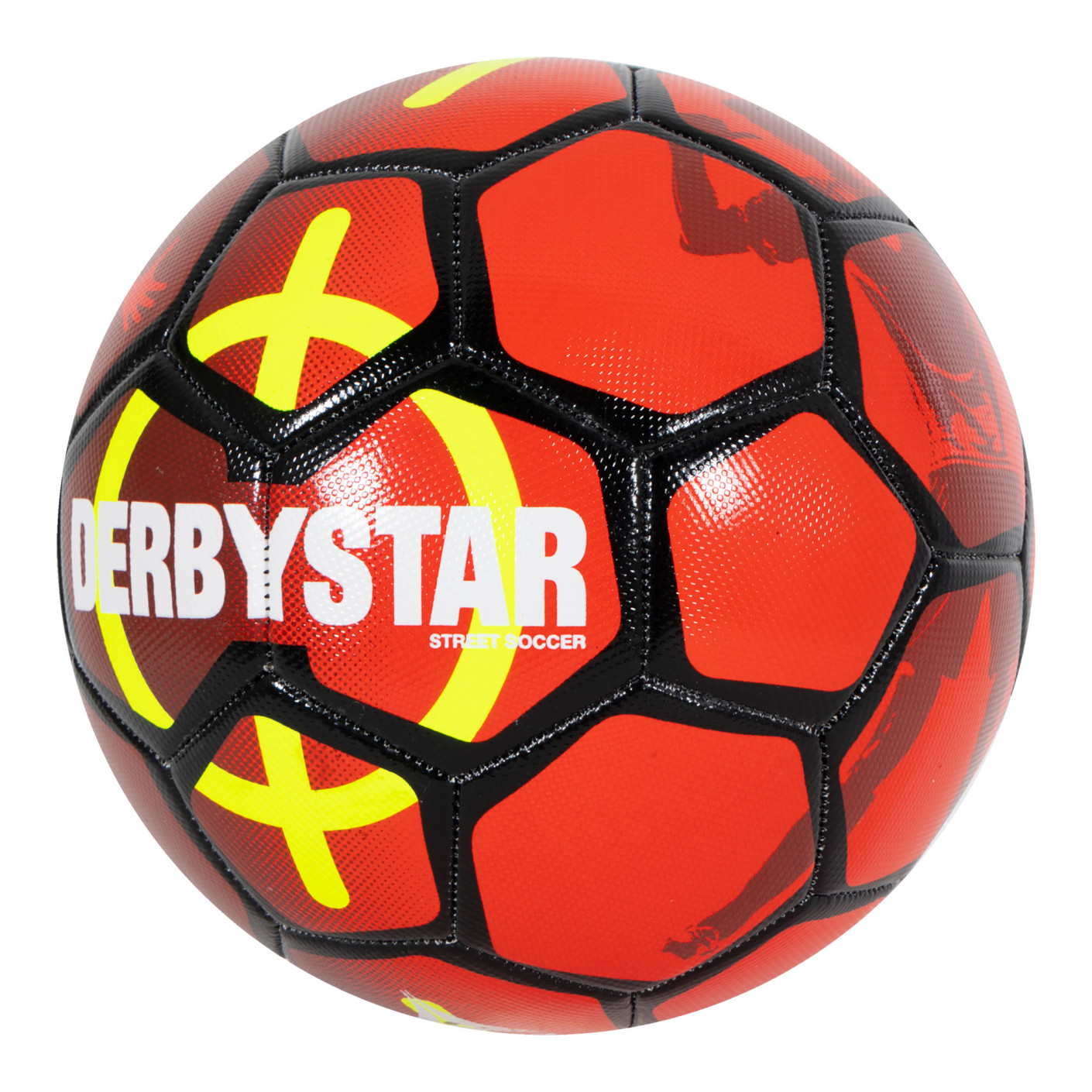 Derbystar Straatvoetbal Maat 5 Rood Zwart Geel