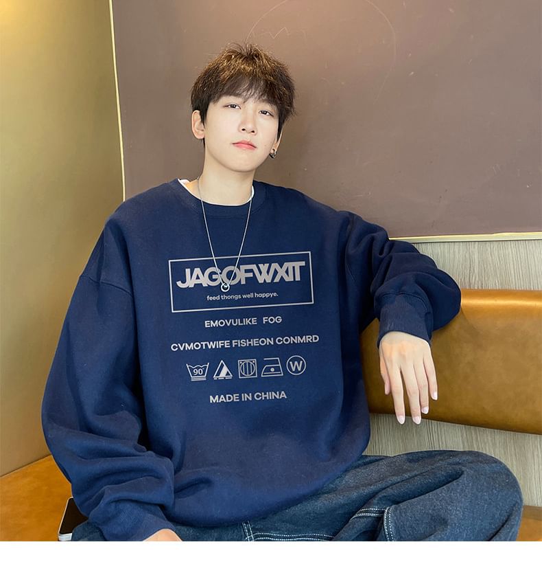 Bay Go Mall - Sweatshirt met ronde hals en letterprint