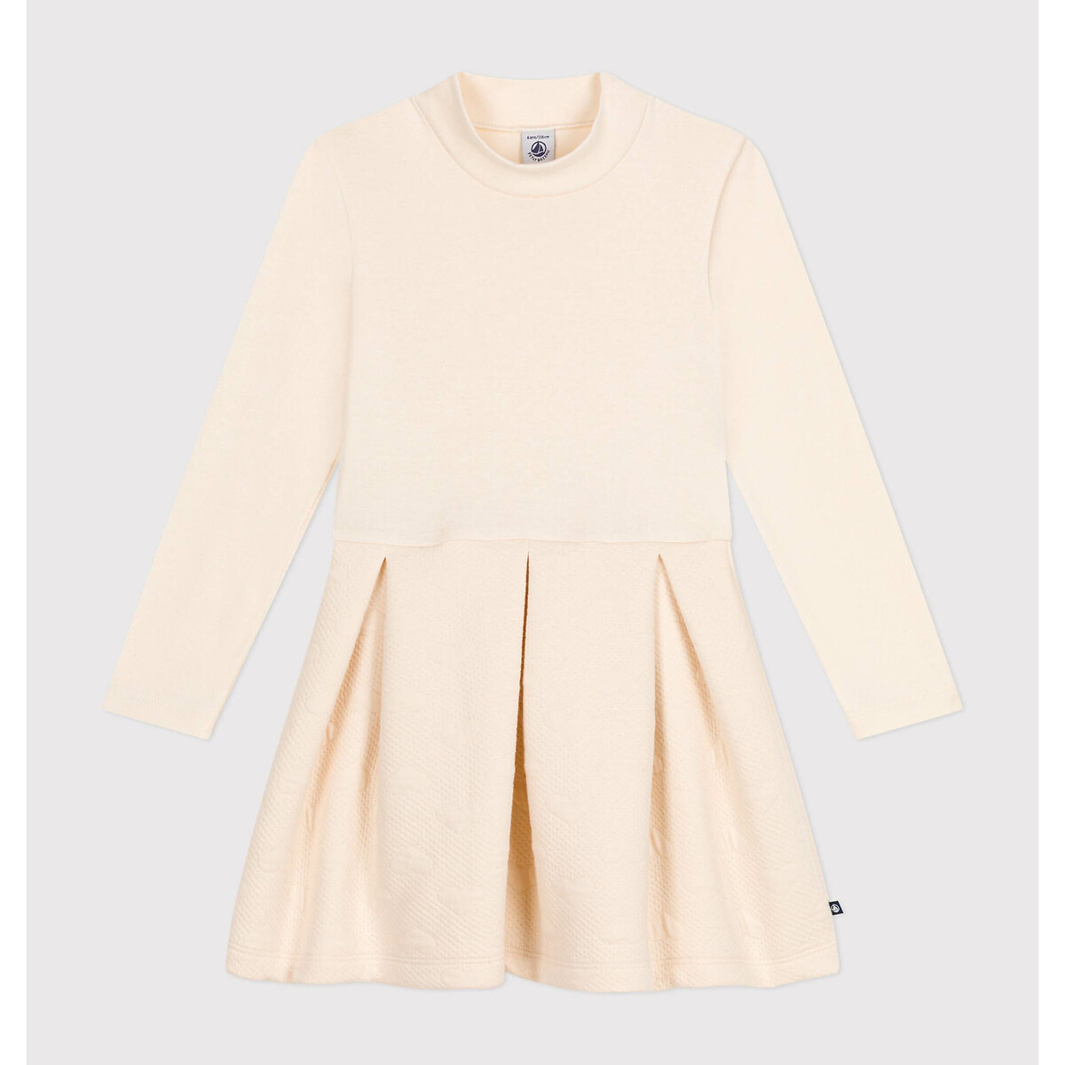 PETIT BATEAU<br>Vestido de manga comprida em 2 tecidos