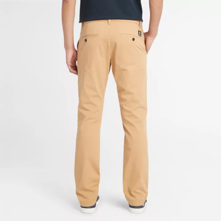 Pantalon chino en sergé extensible pour homme en jaune clair