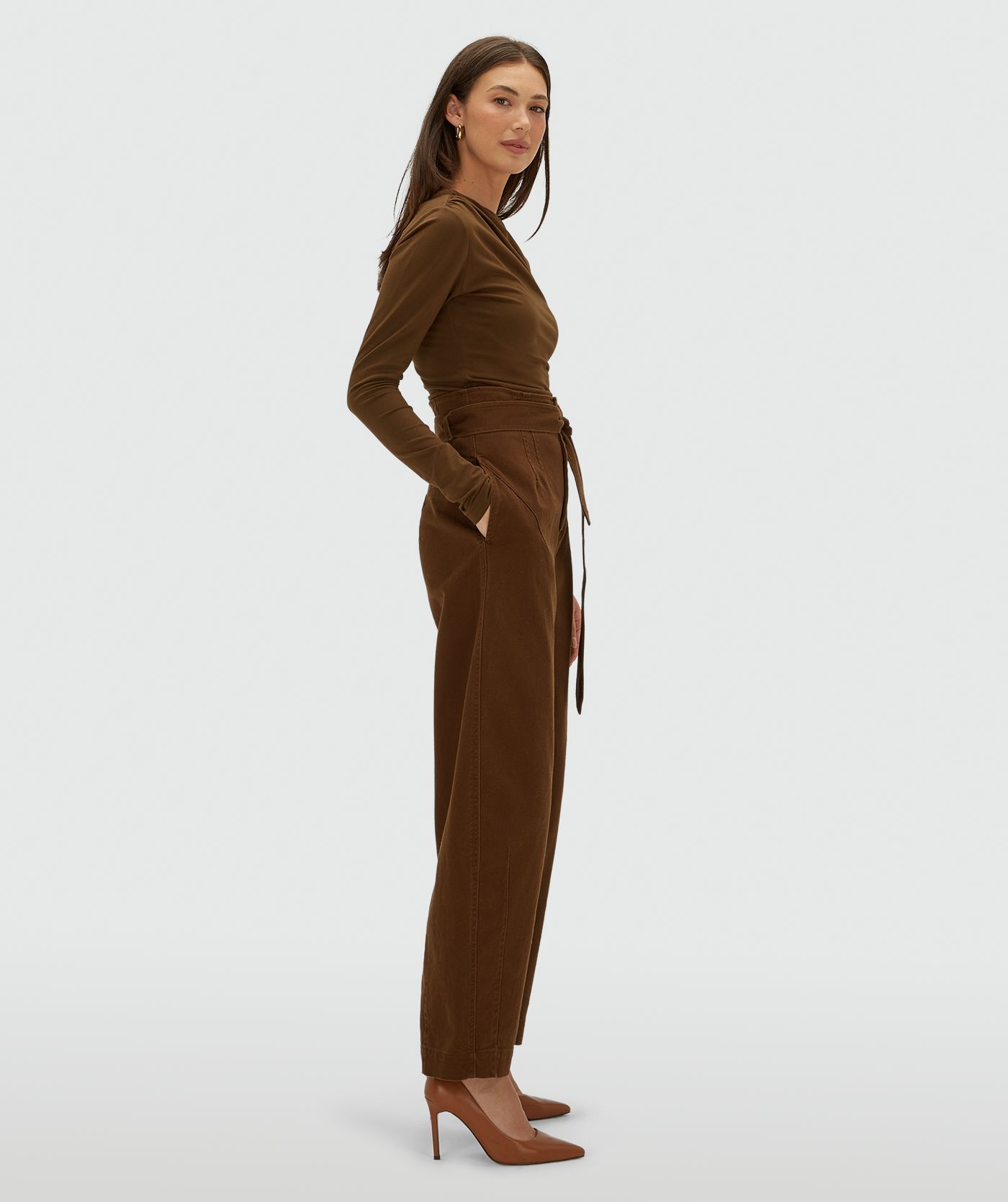 JV-KIAN high rise balloon fit broek - brown
