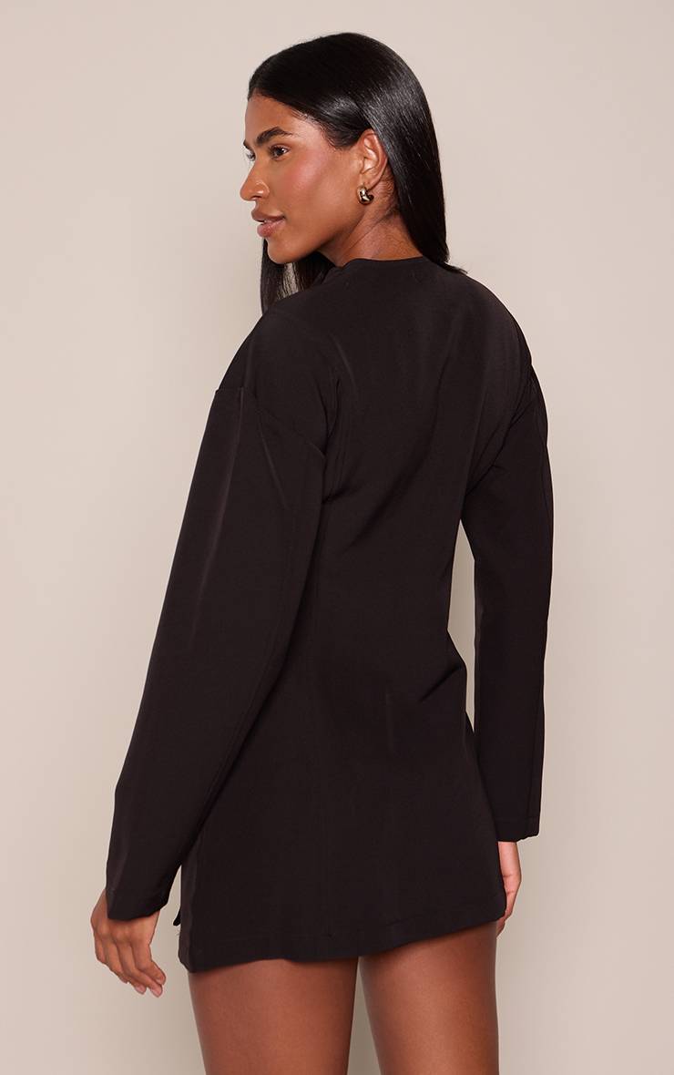 Noir Robe Blazer Droite Boutonnée En Biais