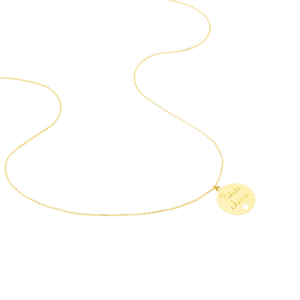 Collier Benedicte Message Or Jaune