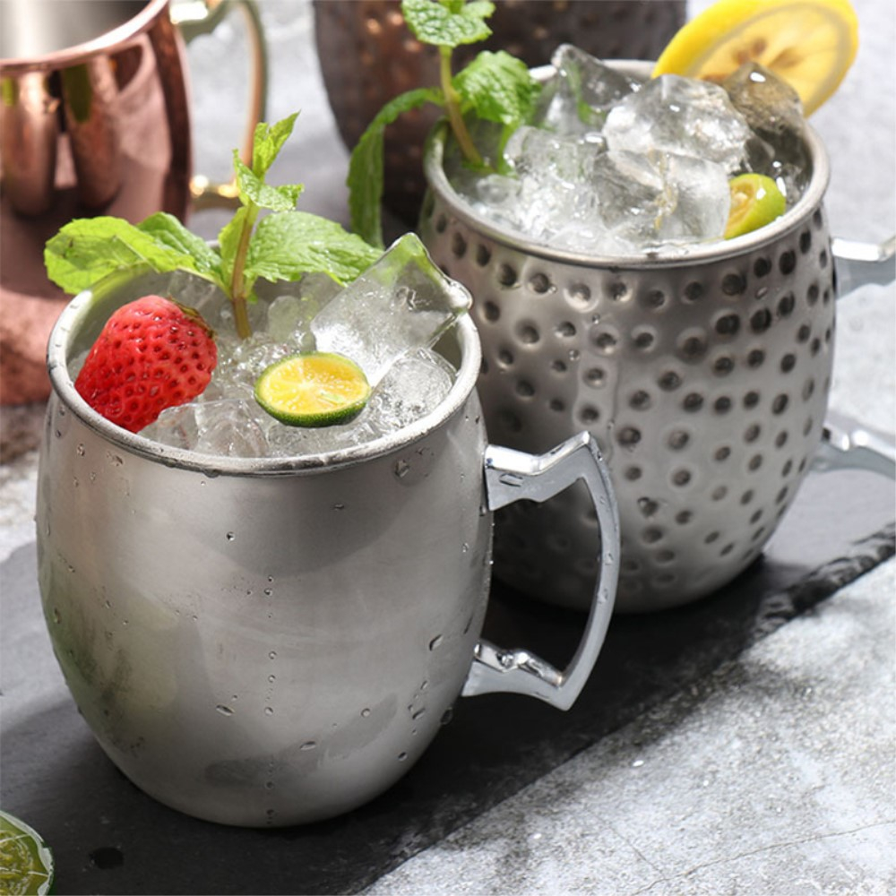 Moscow Mule Kupfer Tasse Wiederverwendbarer Kaffee Becher Tee Cup - Silber (Dots)