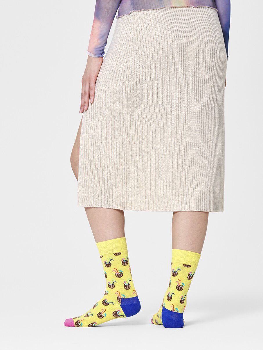 Happy Socks Cocunut Cocktail Sock geel