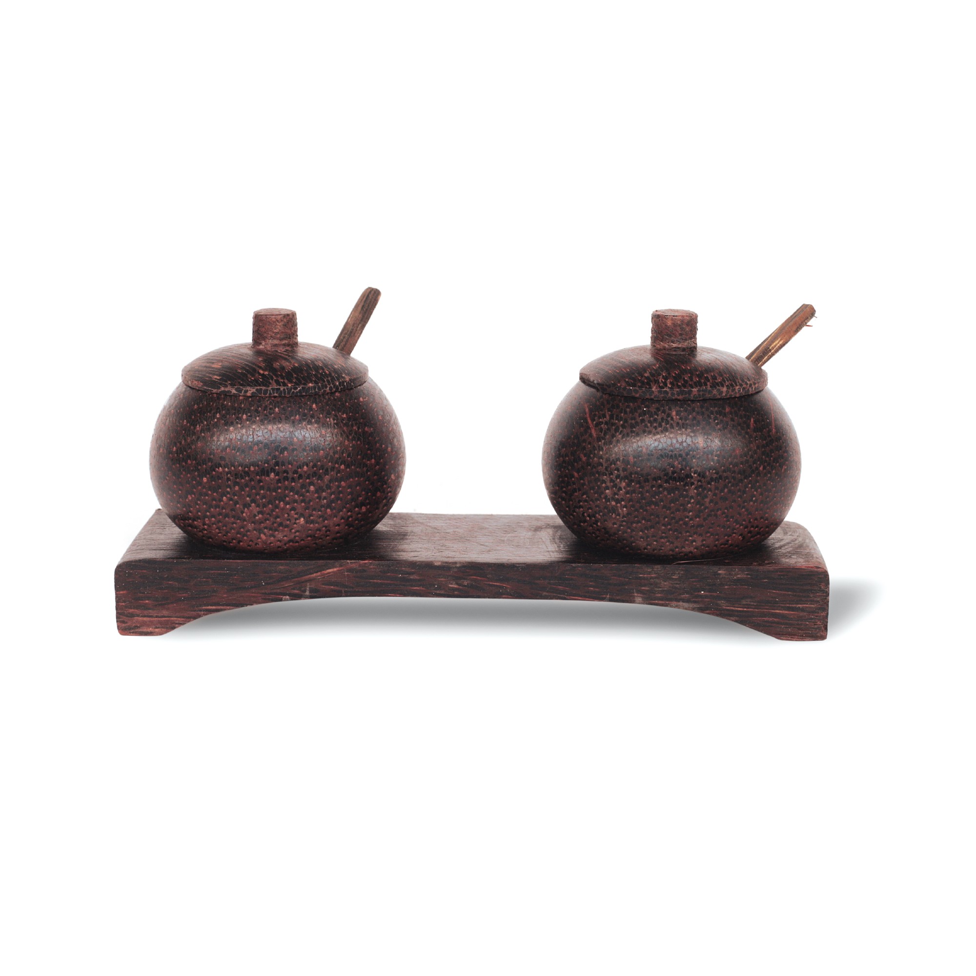 Gewürzbehälter-Duo aus Palmenholz, braun, B 15 cm, L 6 cm, H 7 cm zu 12,50