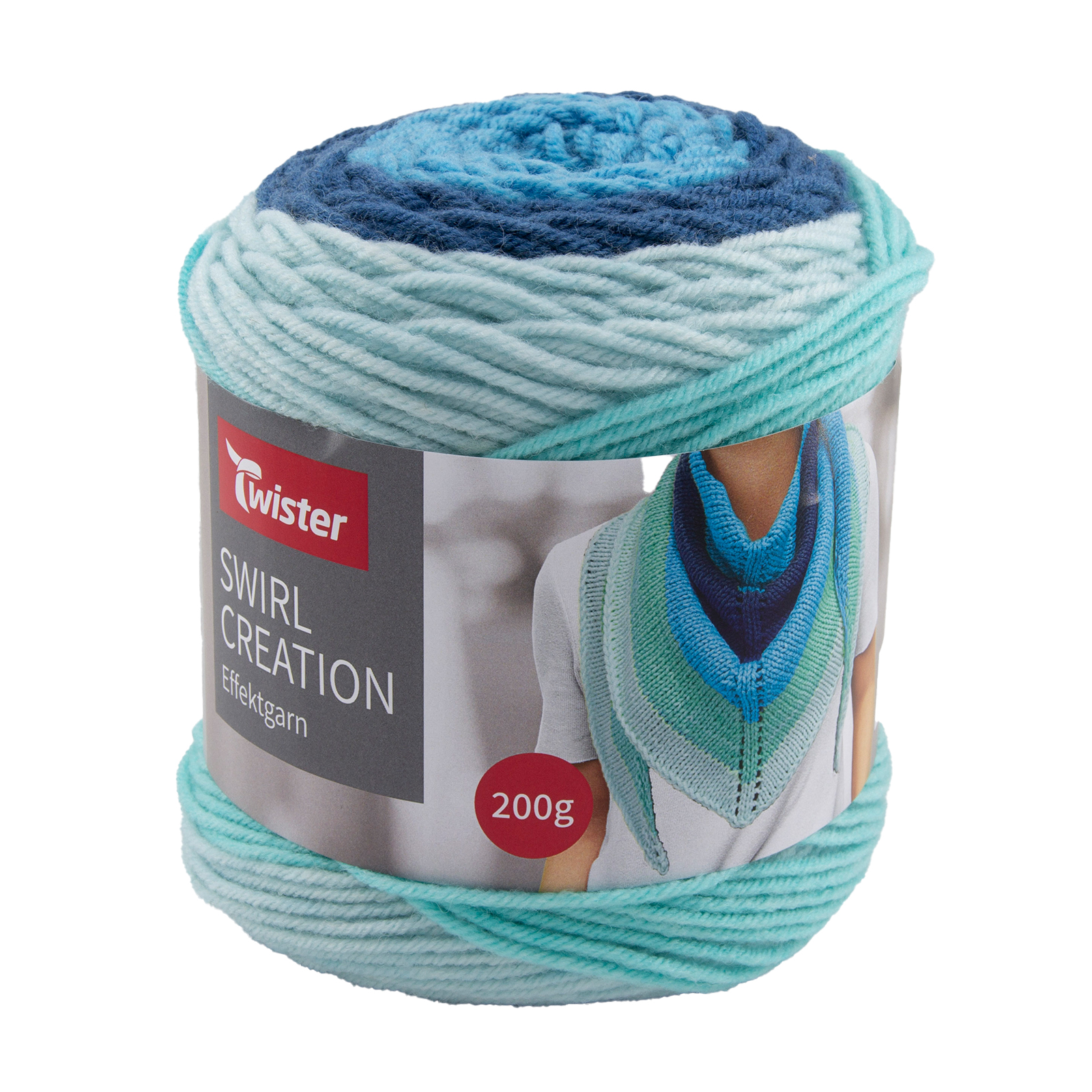 TWISTER Dreieckstuch-Strickset SWIRL CREATION - mint-türkis-petrol - mit Farbverlauf