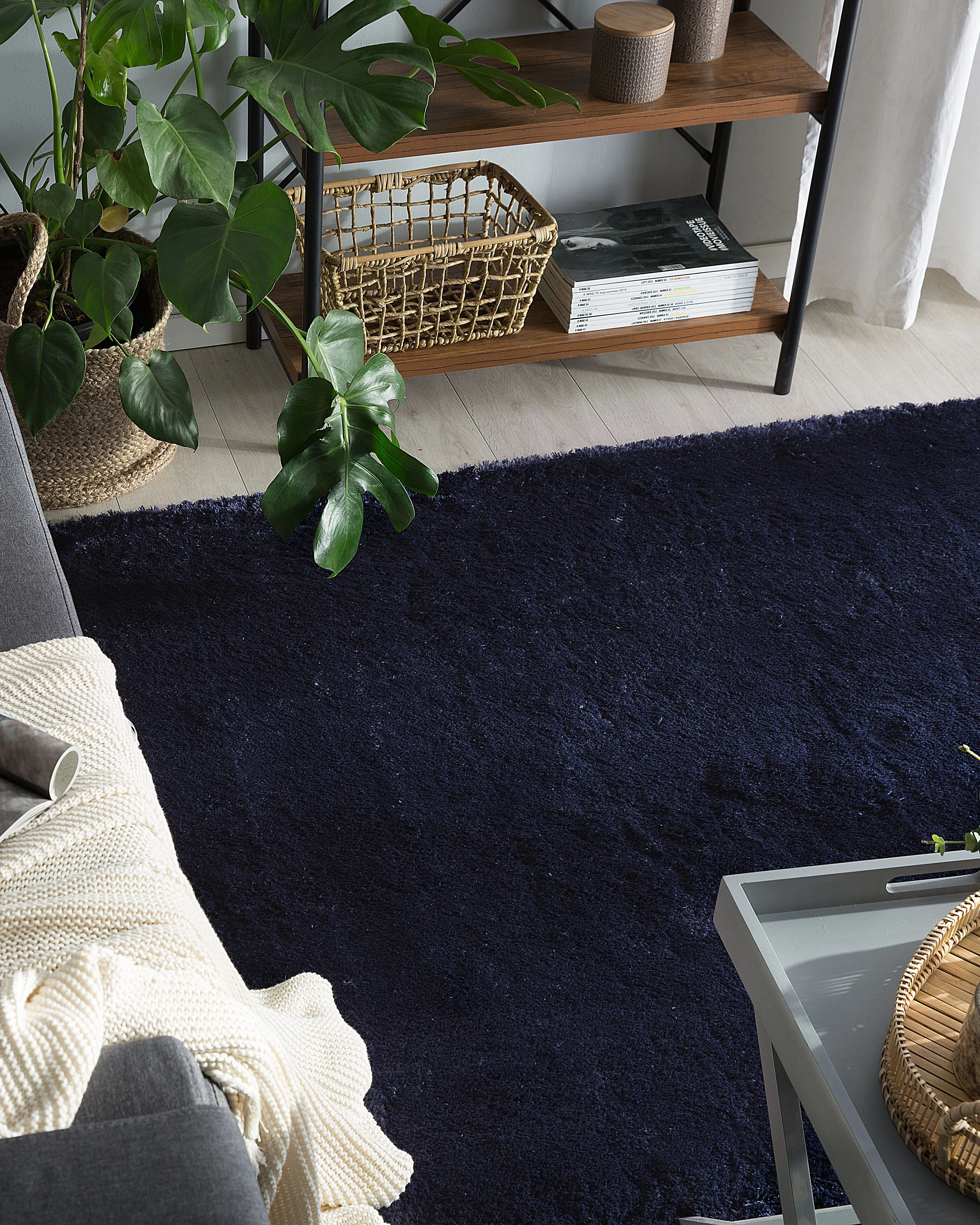 Hoogpoligvloerkleed EVREN Donkerblauw 160 x 230 cm