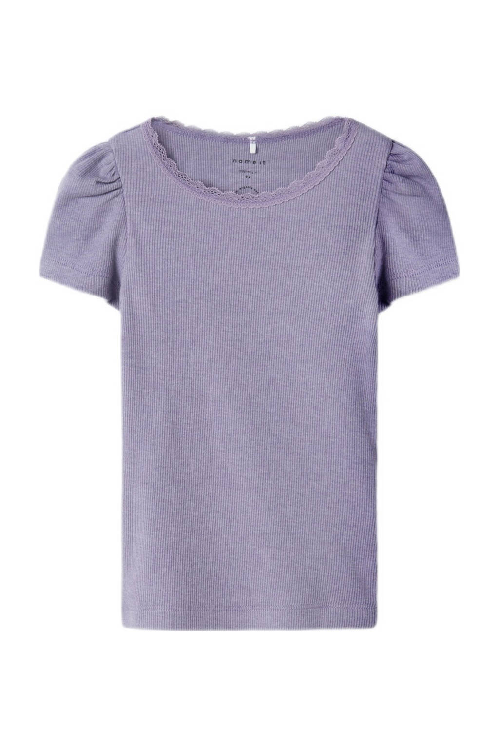 NAME IT ribgebreid T-shirt NMFKAB lila