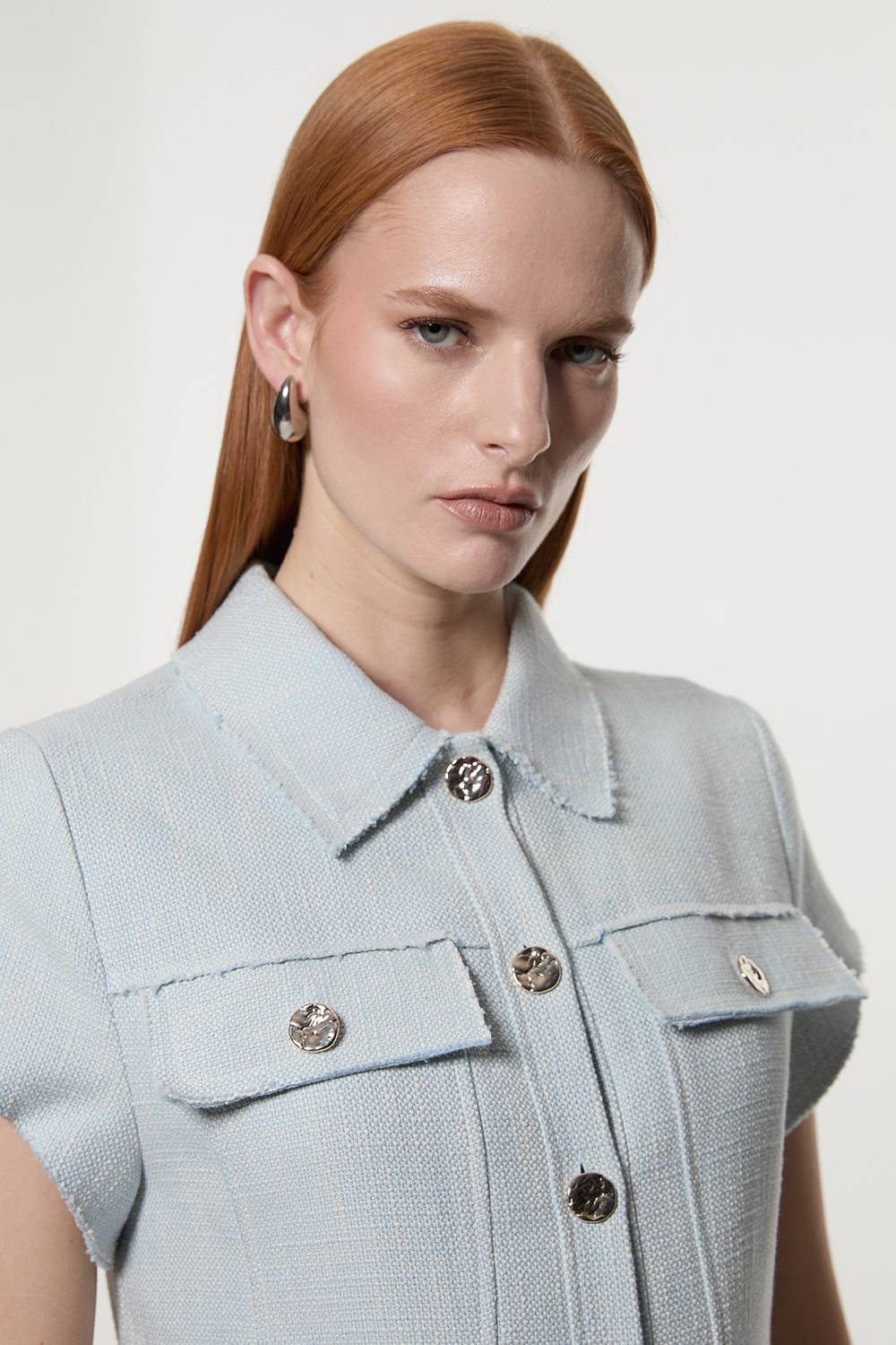 KarenMillen Robe mini ajustée en tweed printanier