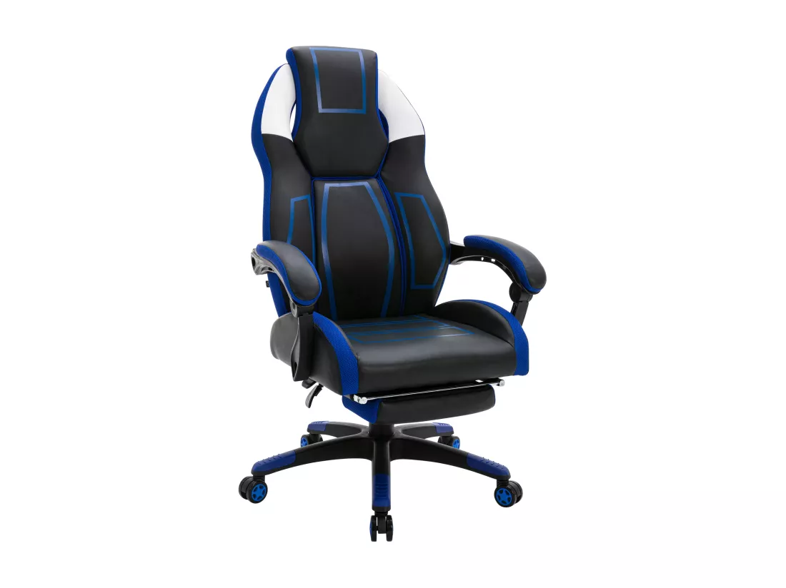 Chaise de bureau - Similicuir & Plastique - Noir / Bleu - Clovis