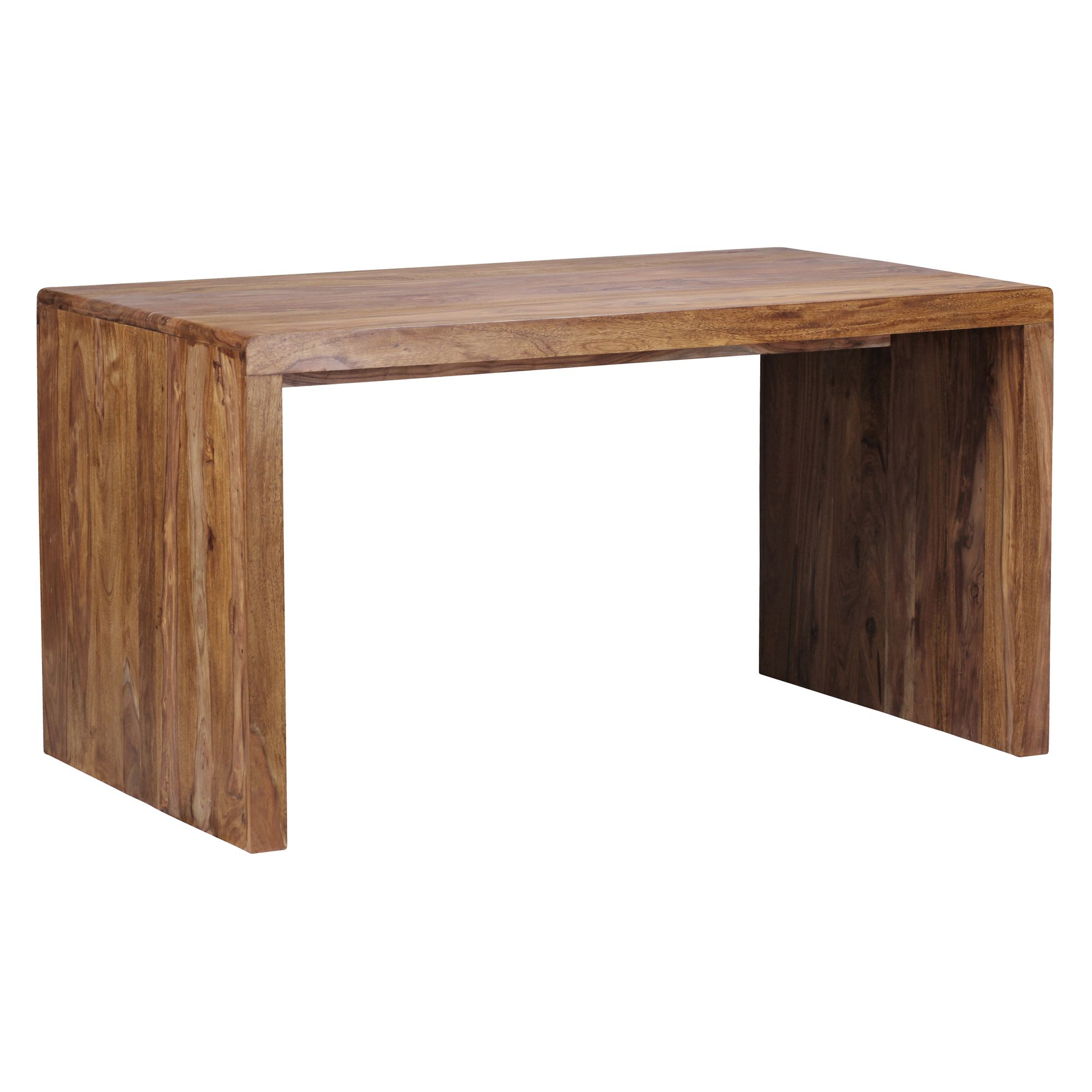 KADIMA DESIGN Schreibtisch TEKO: Massivholz Sheesham, 160x80 cm, Stauraum, abgerundete Ecken, stabil.