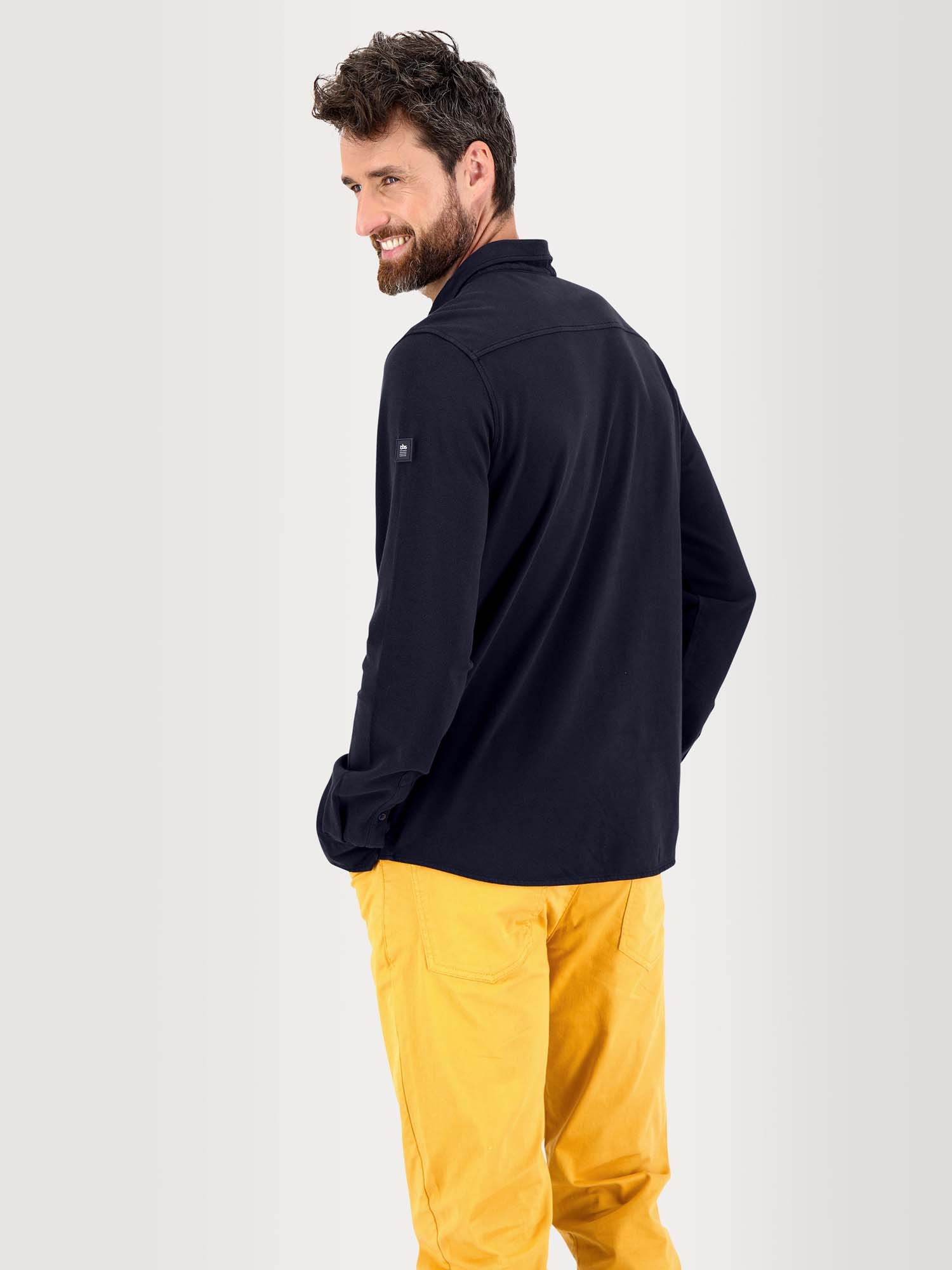 Chemise Homme Manches Longues Coton Piqué Marine