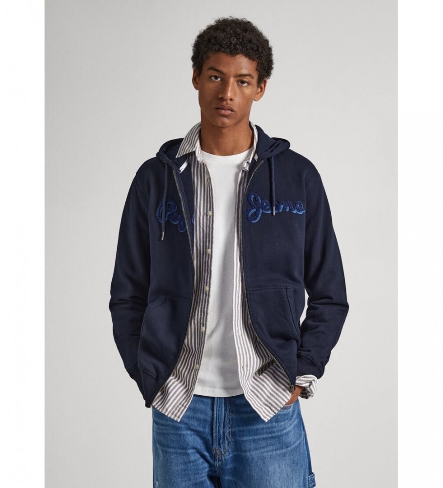 Moletom Pepe Jeans Ryan com zíper, cor azul marinho