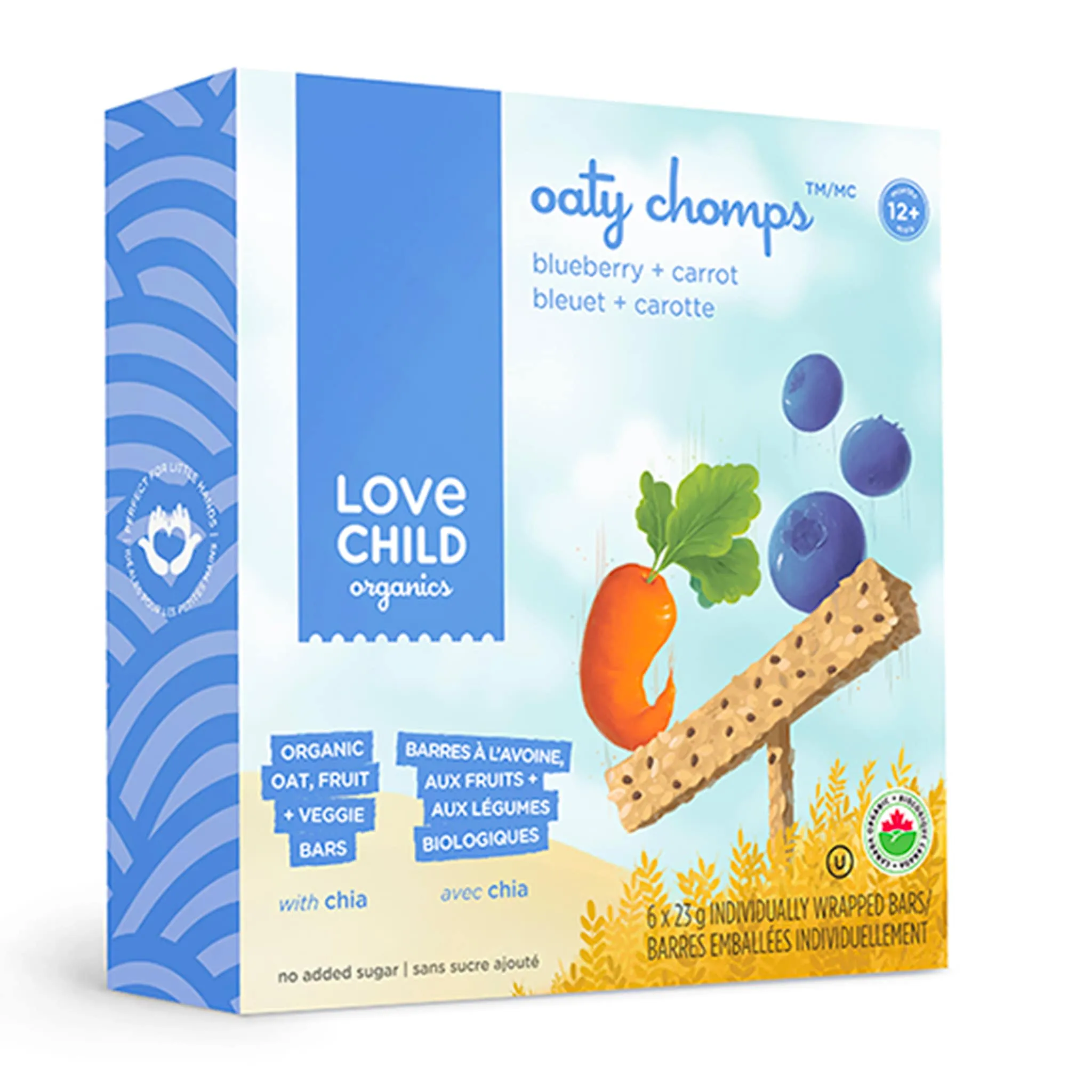 Love Child Organics Barres Avoine Bio- Oaty Chomps-  Bleuet et Carotte  ( À partir de 12 mois )