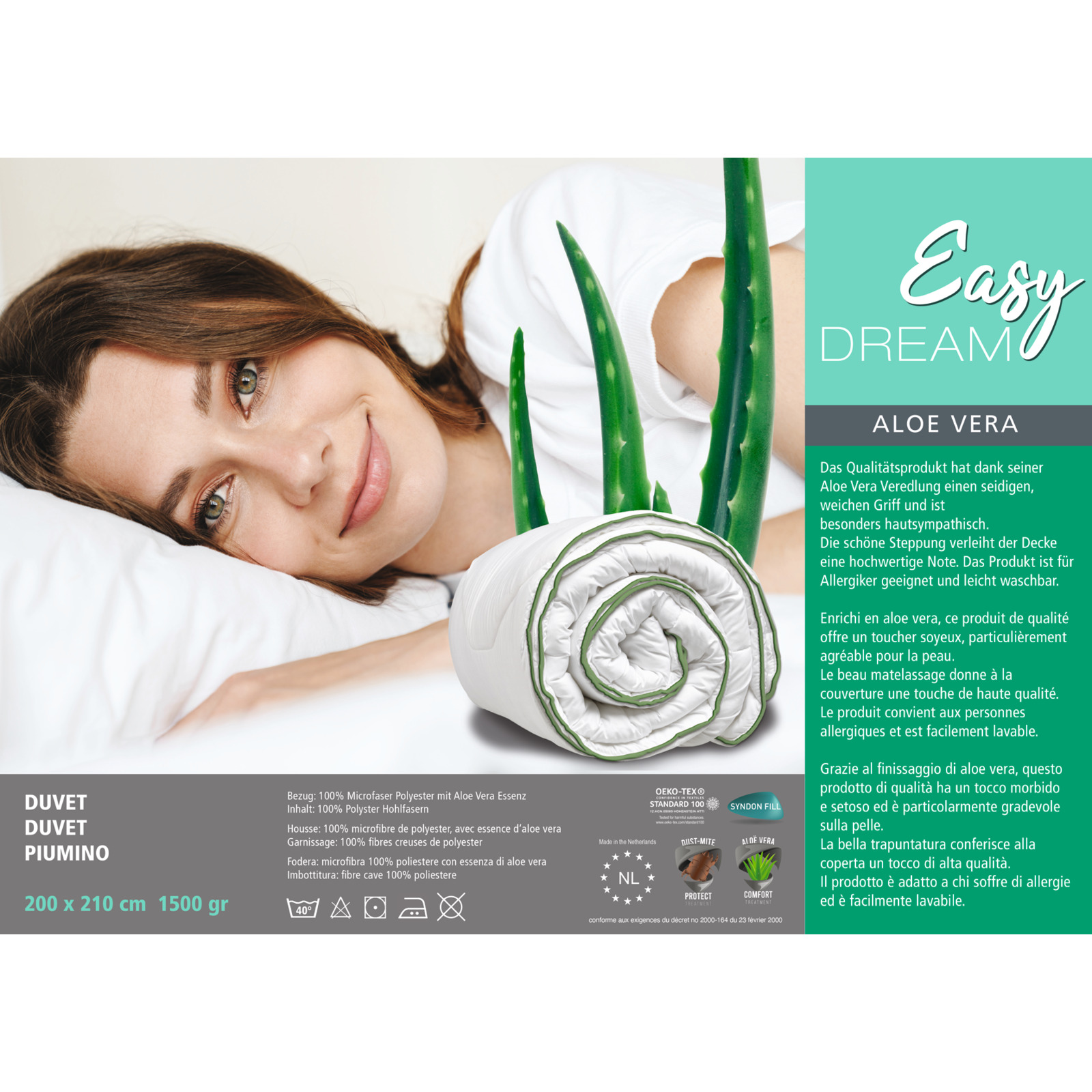 Easy Dream Duvet Aloe Vera 200x210 Duvet Französisch