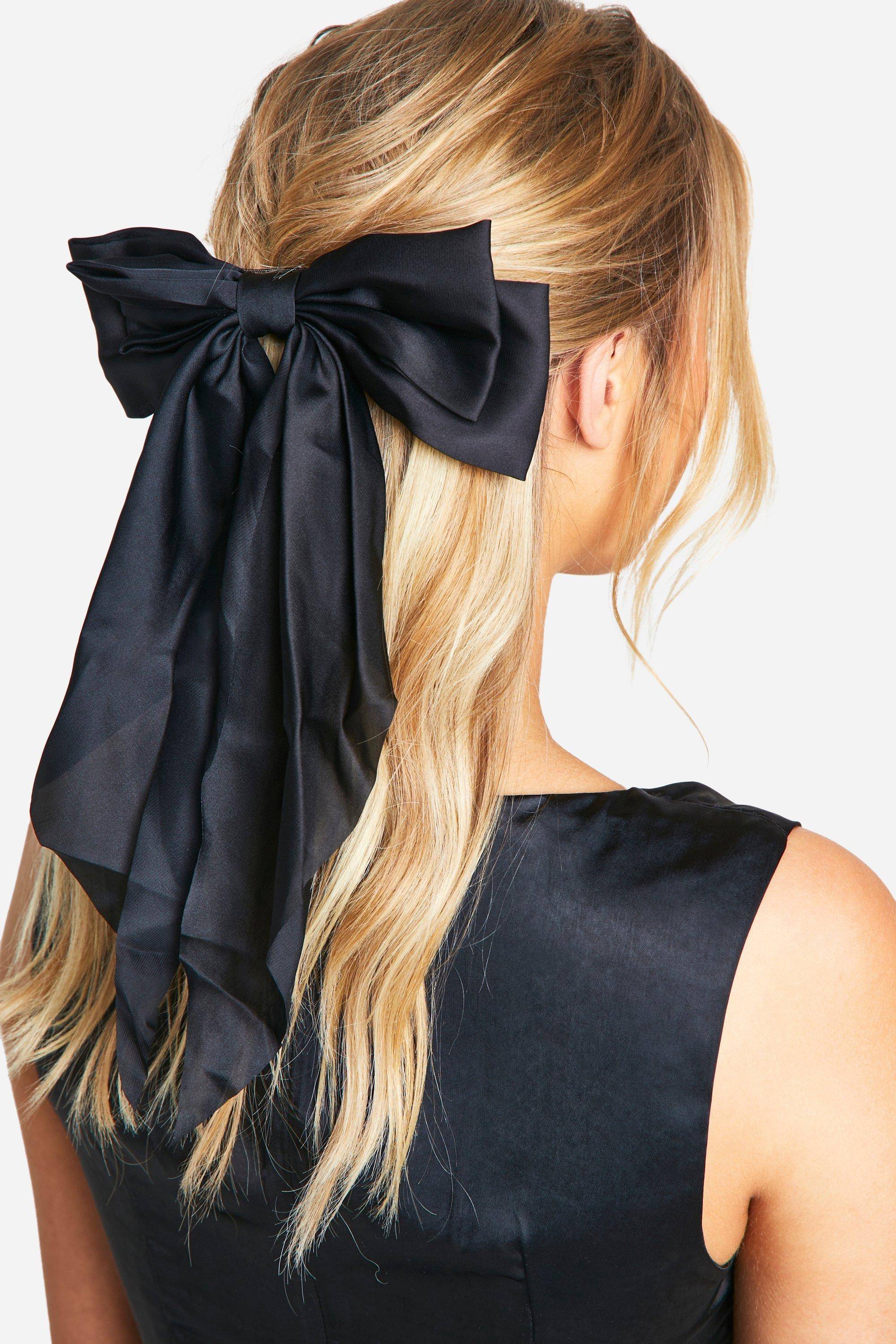 boohoo Barrette à cheveux large en satin avec nœud noir