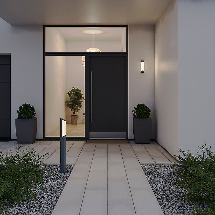 Potelet Bevel LED intégrée 520lm 8W IP44 GoodHome gris anthracite