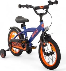 AMIGO - Explorer - Jongensfiets - Blauw/Oranje - 14 Inch - Terugtraprem
