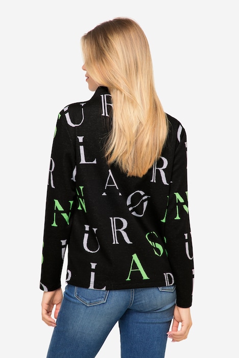 Sweatshirt, Buchstaben-Print, Stehkragen, Langarm, OEKO-TEX