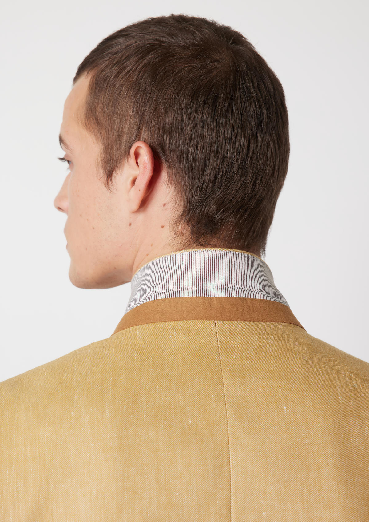 Veste coordonnable Regular en lin mélangé uni jaune curry
