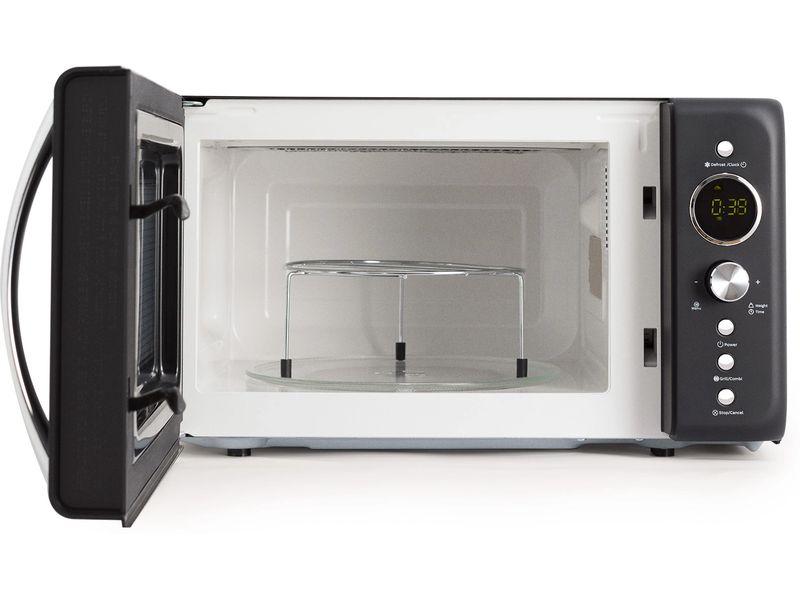 Create Mikrowelle Retro Schwarz Retro-Mikrowelle mit Grill, Defrost und Autocook-Funktionen