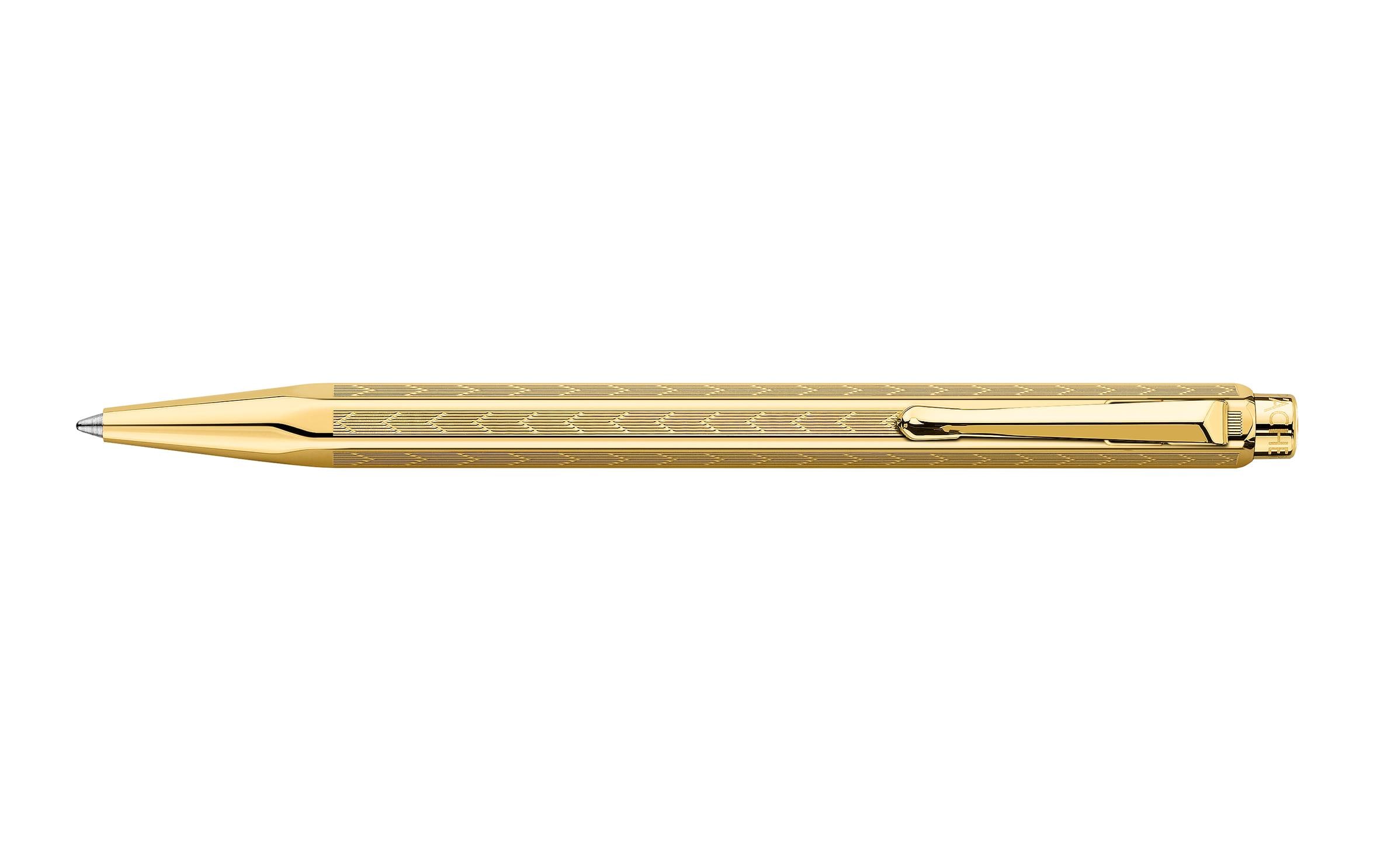 Kugelschreiber Ecridor Chevron vergoldet<br>Eleganter Schreiber mit sechseckiger Schaft aus Messing