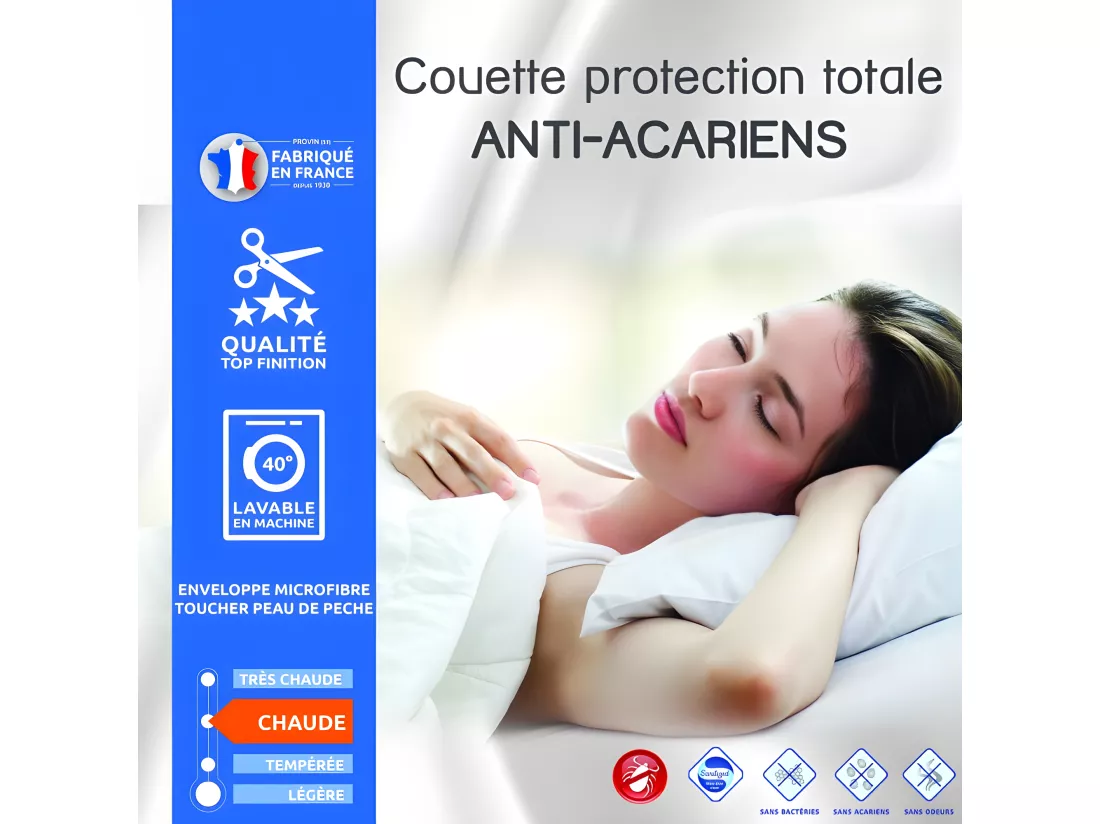 Couette Protection Totale Anti Acariens 400 Gr/m² 220 X 240 Cm 2 Places 140 X 190 Cm À 160 X 200 Cm