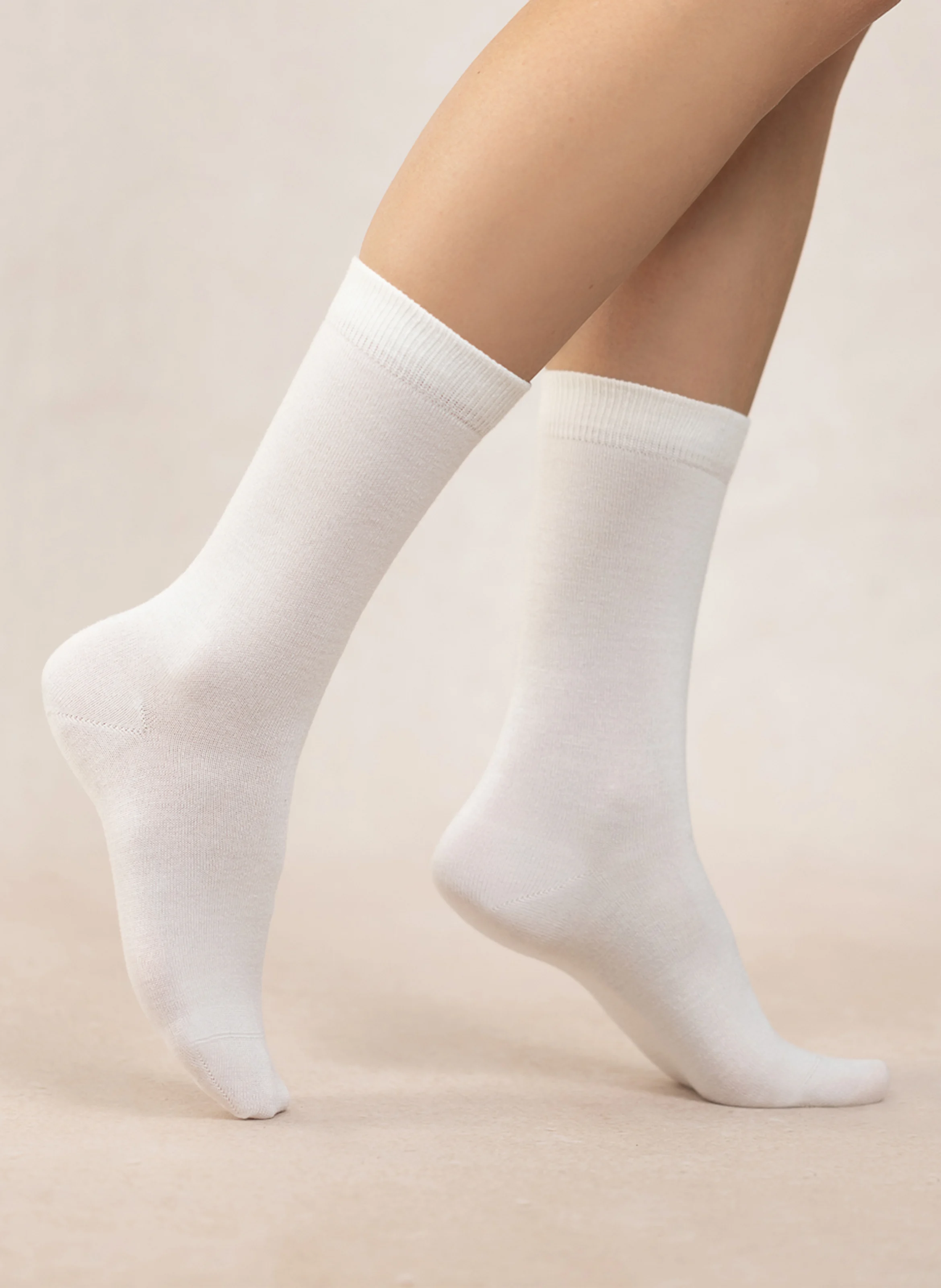 Chaussettes en laine et soie mélangé | Beige