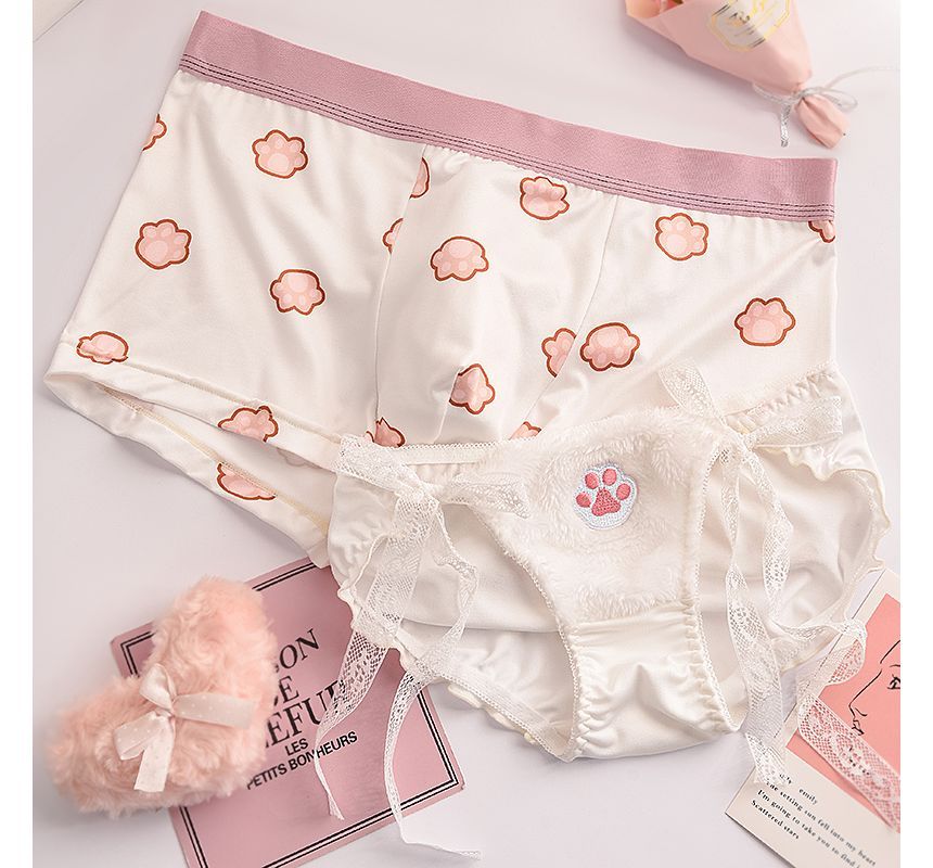 Pancherry - Matching set voor koppels: boxershorts met print + slipje