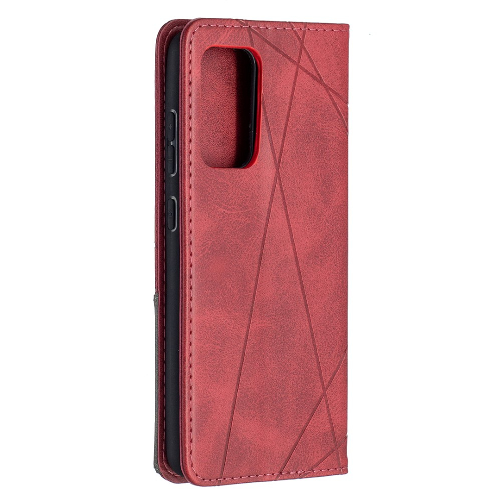 Samsung Galaxy A52s 5G / A52 (5G) Leder Tasche Flip Cover mit Kartenfächern Geometrisches Design - Rot