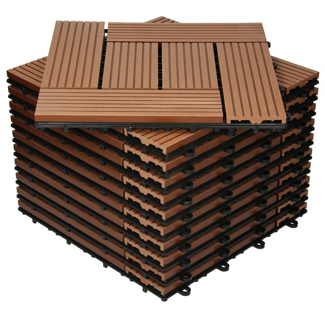 ECD Germany WPC terrassefliser 30x30 cm 55er besparelsessæt til 5m² lysebrun