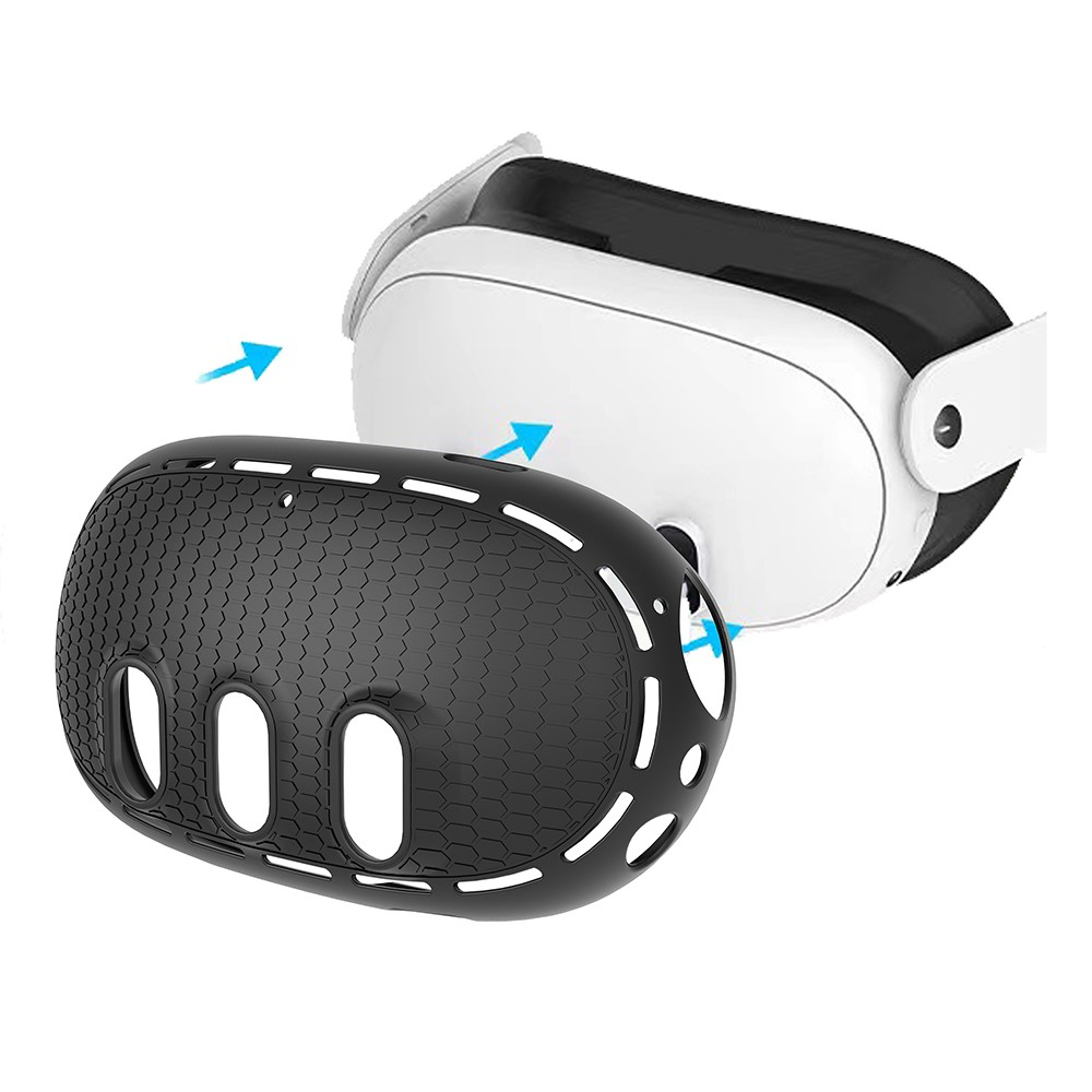 (4-tlg. Set) Meta Quest / Oculus Quest 3 Silikon Brillen-Schutz   Linsen Glas Abdeckung - Weiss