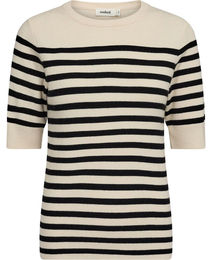 Soaked in Luxury SLPina Striped Tee White with black stripe
