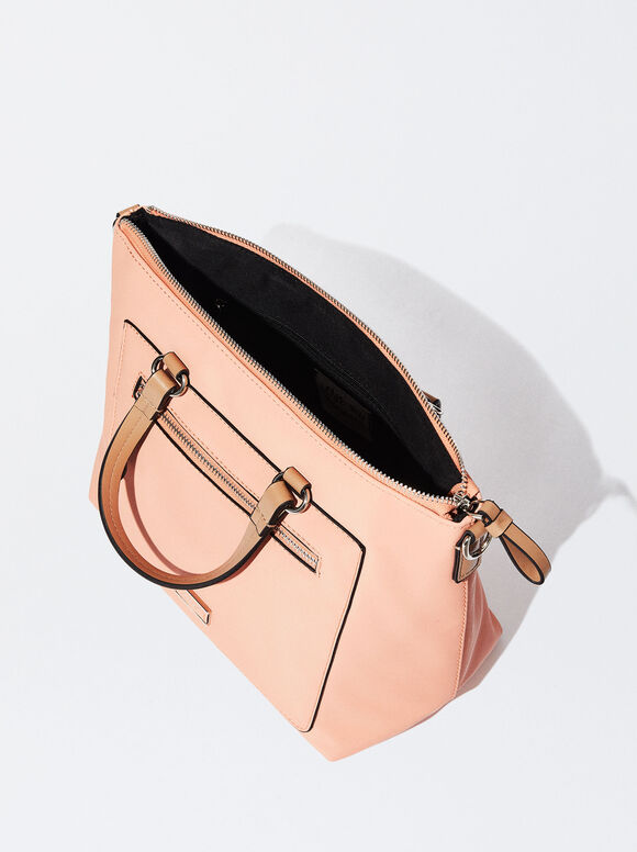 Sacola de compras personalizável com efeito de nylon - Coral