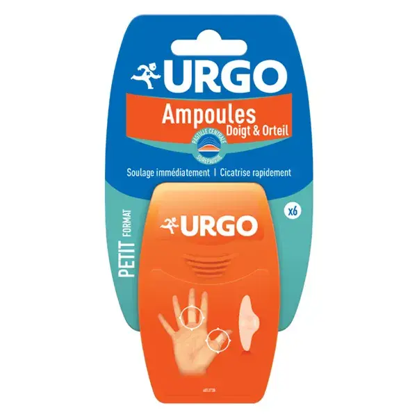 Curativo hidrocoloide Urgo para bolhas nos pés e mãos, para dedos das mãos e dos pés, tamanho pequeno, 6 unidades.