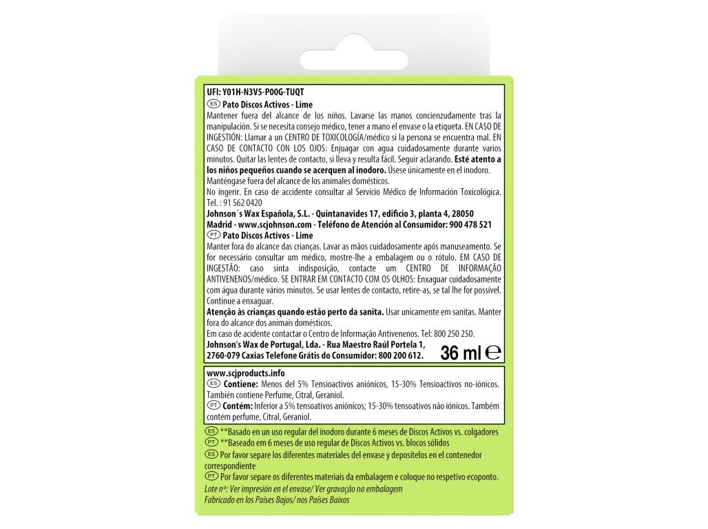 BLOCO PATO SANITÁRIO DISCOS ACTIVOS APA LIMA FRE 36ML