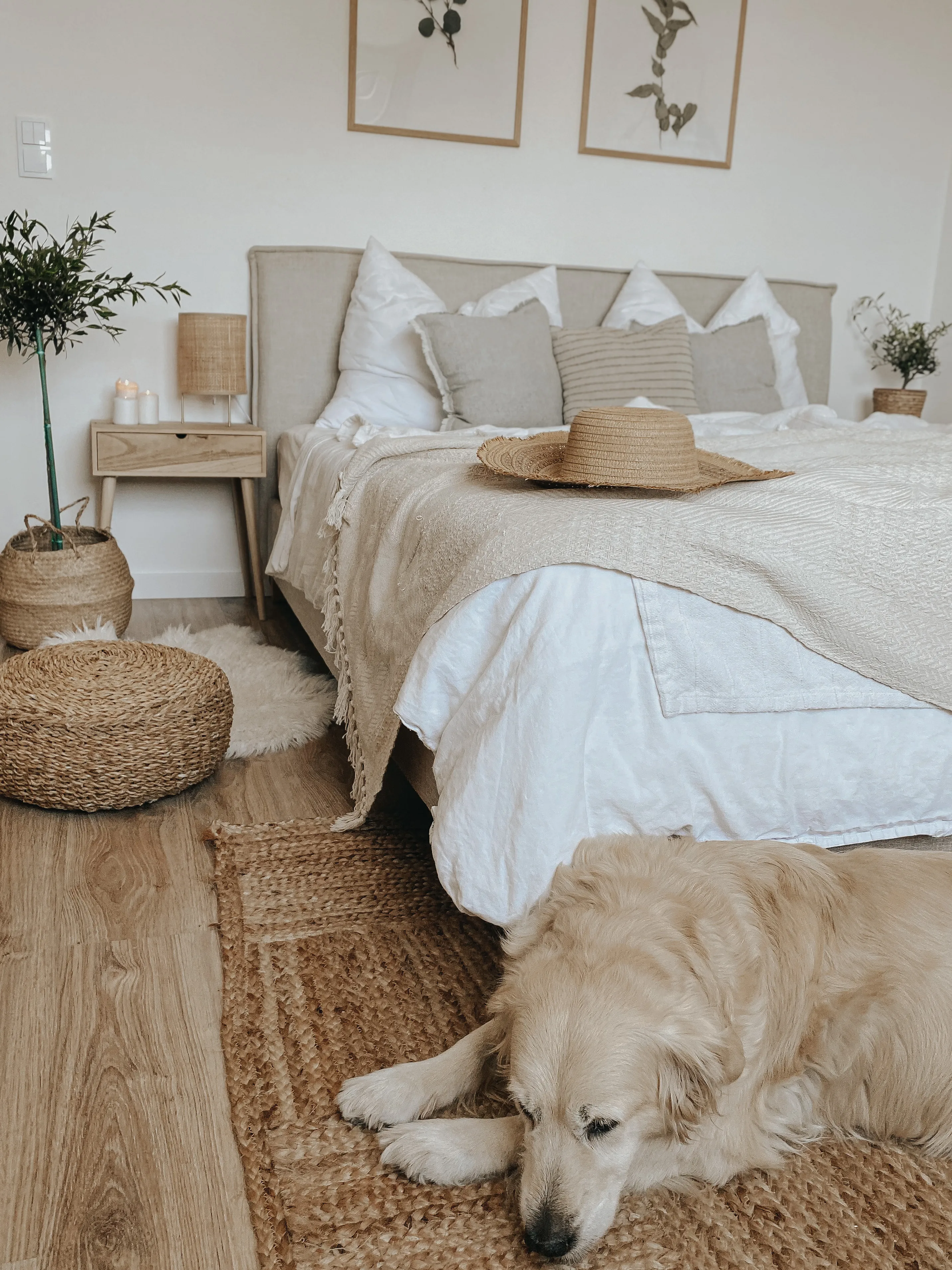 Bed Stof SENNEZ 180 x 200 cm Beige