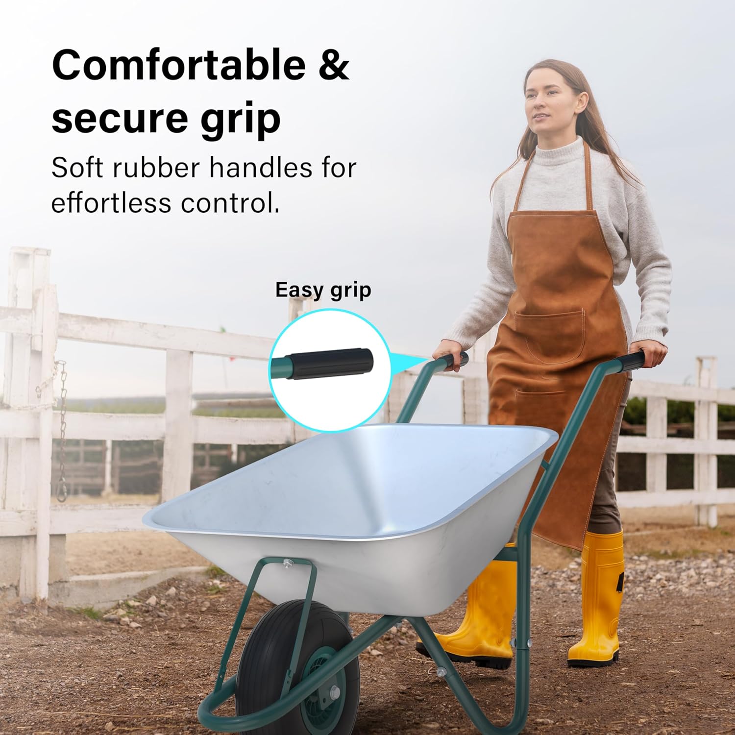 Brouette de 85 L pour la Maison, Le Jardin, Chariot Robuste galvanisé avec Pneu pneumatique 150 kg, Grand Chariot de Transport, Convient pour Les travaux de Jardin : Commerce, Industrie et Science