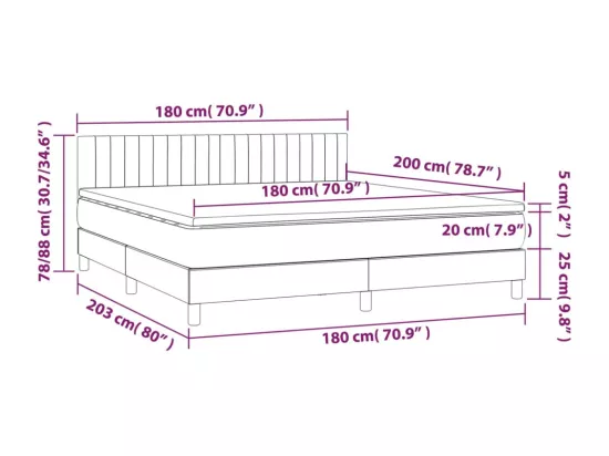 Sommier tapissier avec matelas et LED Taupe 180x200 cm Tissu