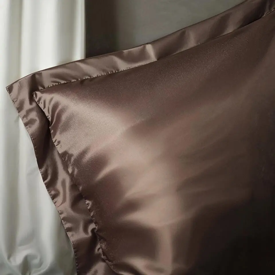 Satijn Dekbedovertrek Glossed Bruin-1-persoons (140 x 200/220 cm)