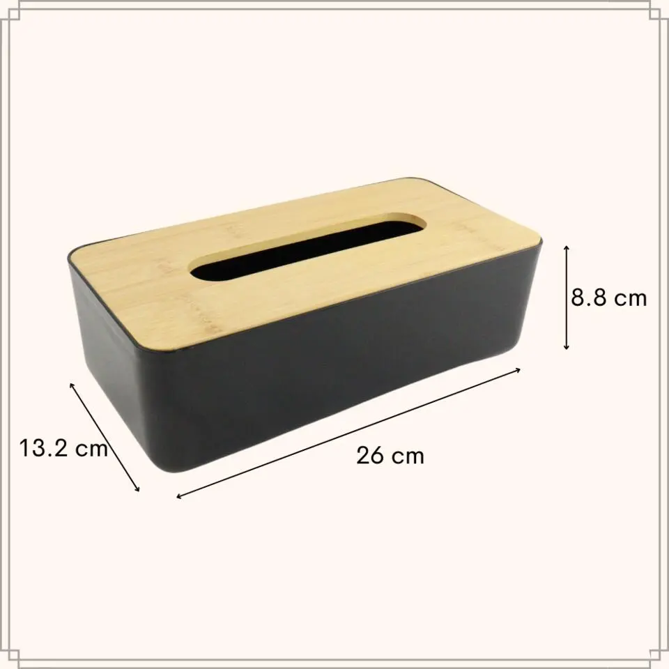 OTIX Tissue box Houder Zwart 26x13.2x8.8 cm Bamboe en kunststof